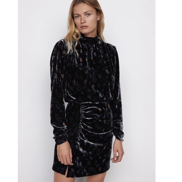 ZARA PRINTED VELVET DRESS - Picture 3 of 15
